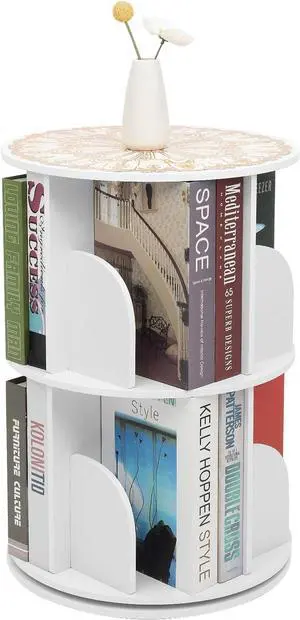 2 Tier Rotating Bookshelf, 360 Degree Floor Standing Bookshelf, Freestanding Storage Shelf Display Shelf, Round Rotating bookshelves, Multi-functional Booksshelf Organizer for Bedroom, Living Room 2 Tier Rotating Bookshelf, 360 Degree Floor Standing Bookshelf, Freestanding Storage Shelf Display Shelf, Round Rotating bookshelves, Multi-functional Booksshelf Organizer for Bedroom, Living Room