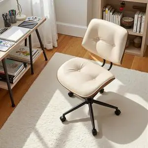 Home Office Desk Chair, Modern Sleek Office Chair with Adjustable Lumbar Support, Adjustable Height Mid Back Executive Task Chair with 360 Rolling Swivel for Meeting Study Room(Button,White) Home Office Desk Chair, Modern Sleek Office Chair with Adjustable Lumbar Support, Adjustable Height Mid Back Executive Task Chair with 360 Rolling Swivel for Meeting Study Room(Button,White)