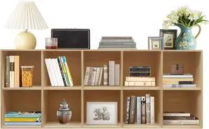 10 Cube Organizer Bookcase, 2-Tier/5-Tier Wooden Storage Organizer with 4 Protective Covers, Open Compartments Bookshelf for Home Office Living Rooms Bedrooms Dining Study Rooms Library Etc 10 Cube Organizer Bookcase, 2-Tier/5-Tier Wooden Storage Organizer with 4 Protective Covers, Open Compartments Bookshelf for Home Office Living Rooms Bedrooms Dining Study Rooms Library Etc