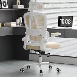 Ergonomic Office Chair, Desk Chair with Headrest and Lumbar Support, High Back Swivel Home Office Chair with Headrest for Home Office Bedroom, Gifts, White & Khaki Ergonomic Office Chair, Desk Chair with Headrest and Lumbar Support, High Back Swivel Home Office Chair with Headrest for Home Office Bedroom, Gifts, White & Khaki
