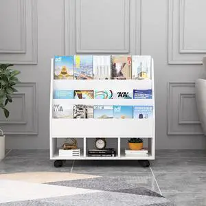 Bookshelf with Wheels, Wooden Toy Storage Cabinet Organizer Holder with 3 Cubes, 2-in-1 Bookcase Display Rack Book Rack for Classroom, Nursery, Kindergarten Bookshelf with Wheels, Wooden Toy Storage Cabinet Organizer Holder with 3 Cubes, 2-in-1 Bookcase Display Rack Book Rack for Classroom, Nursery, Kindergarten