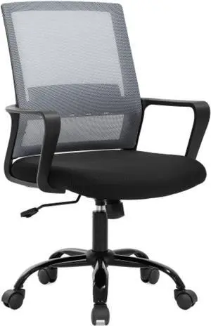 Office Chair Ergonomic Desk Chair, Mesh Computer Chairs with Lumbar Support& Armrests, Adjustable Mid Back Task Chair, Modern Home Rolling Swivel Task Chairs for Adult Back Pain- Gray Office Chair Ergonomic Desk Chair, Mesh Computer Chairs with Lumbar Support& Armrests, Adjustable Mid Back Task Chair, Modern Home Rolling Swivel Task Chairs for Adult Back Pain- Gray