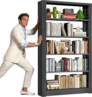 Metal Bookshelf, 5 Tier Bookshelf with Adjustable Shelves, Black Bookcase, Heavy Duty 69 Tall Bookcase, Large Book Case Book Shelf for Bedroom, Living Room, Office, Library Metal Bookshelf, 5 Tier Bookshelf with Adjustable Shelves, Black Bookcase, Heavy Duty 69 Tall Bookcase, Large Book Case Book Shelf for Bedroom, Living Room, Office, Library