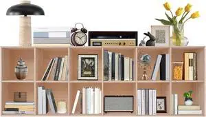 12-Compartment Solid Wood Bookcase, 2 Tier Wooden Cube Shelf Bookcase Floor Standing Bookshelf, Storage Cubes Organizer Storage Cabinet for Living Rooms, Bedrooms, Study Rooms 12-Compartment Solid Wood Bookcase, 2 Tier Wooden Cube Shelf Bookcase Floor Standing Bookshelf, Storage Cubes Organizer Storage Cabinet for Living Rooms, Bedrooms, Study Rooms