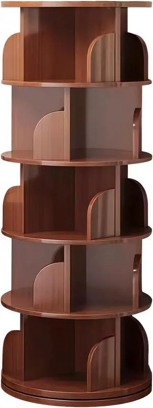 5 Tier Rotating Bookshelf Tower, 360° Revolving Bookcase, Round Spinning Book Shelf Kids, Small Corner Bookshelf for Living Room, Home, Office, Walnut 5 Tier Rotating Bookshelf Tower, 360° Revolving Bookcase, Round Spinning Book Shelf Kids, Small Corner Bookshelf for Living Room, Home, Office, Walnut