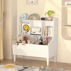 Kids Bookshelf and Toy Storage OrganizerBamboo BookcaseFit for Children's Room, Playroom, Bedroom,Hallway, Kindergarten (White) Kids Bookshelf and Toy Storage OrganizerBamboo BookcaseFit for Children's Room, Playroom, Bedroom,Hallway, Kindergarten (White)