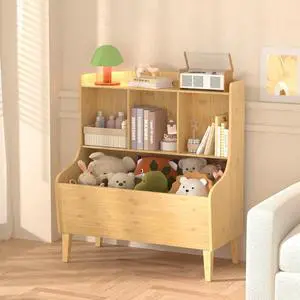 Kids Bookshelf and Toy Storage OrganizerBamboo BookcaseFit for Children's Room, Playroom, Bedroom,Hallway, Kindergarten (Nature) Kids Bookshelf and Toy Storage OrganizerBamboo BookcaseFit for Children's Room, Playroom, Bedroom,Hallway, Kindergarten (Nature)