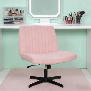 Cross Legged Office Desk Chair Without Wheels,Vanity Chair with Back Ergonomic Swivel Armless Adjustable Height 29-34 Comfy Meditation Cloud Task Chairs for HomePink Cross Legged Office Desk Chair Without Wheels,Vanity Chair with Back Ergonomic Swivel Armless Adjustable Height 29-34 Comfy Meditation Cloud Task Chairs for HomePink