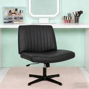 Cross Legged Office Chair Desk Chair Without Wheels,Vanity Chair with Back Ergonomic Swivel Armless Chair Adjustable Height 29-34 Comfy Meditation Cloud Task Chair for HomeBlack Cross Legged Office Chair Desk Chair Without Wheels,Vanity Chair with Back Ergonomic Swivel Armless Chair Adjustable Height 29-34 Comfy Meditation Cloud Task Chair for HomeBlack