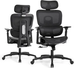 Mesh Office Chair, High Back Ergonomic Desk Chair, Black | Adjustable Headrest, 3D Armrests, Tilt Lock, Lumbar Support, Rolling Wheels, 350 LBS Capacity, for Home, Office Mesh Office Chair, High Back Ergonomic Desk Chair, Black | Adjustable Headrest, 3D Armrests, Tilt Lock, Lumbar Support, Rolling Wheels, 350 LBS Capacity, for Home, Office