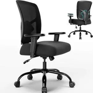Big and Tall Office Chair 400lbs - Heavy Duty With Thickened Soft Seat, Ergonomic Mesh, Adjustable Lumbar Support and Armrest for Heavy People Big and Tall Office Chair 400lbs - Heavy Duty With Thickened Soft Seat, Ergonomic Mesh, Adjustable Lumbar Support and Armrest for Heavy People