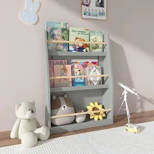 3 Tier Kids Bookshelf and Toy Storage Organizer, Wooden Book Rack for Toddlers Infants Baby Young Children, Kids Toy Storage Shelf Display for Bedroom Playroom Nursery Kid Room, Sage 3 Tier Kids Bookshelf and Toy Storage Organizer, Wooden Book Rack for Toddlers Infants Baby Young Children, Kids Toy Storage Shelf Display for Bedroom Playroom Nursery Kid Room, Sage
