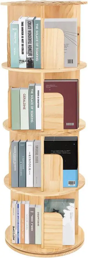 Rotating Bookshelf 360 Display 4 Tier Floor Standing Bookcase Storage Rack for Kids&Adults Solid Wood Bookshelf Organizer for Living Room Home Office 4.2ft Rotating Bookshelf 360 Display 4 Tier Floor Standing Bookcase Storage Rack for Kids&Adults Solid Wood Bookshelf Organizer for Living Room Home Office 4.2ft