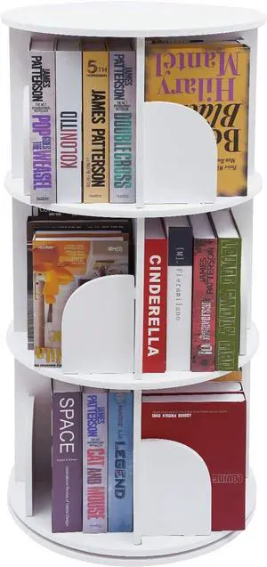 Rotating Bookshelf, 3 Tier 360° Revolving Bookcase, Stackable Bookshelf Organizer, Floor Standing Display Cabinet for Office Home Living Room Study Rotating Bookshelf, 3 Tier 360° Revolving Bookcase, Stackable Bookshelf Organizer, Floor Standing Display Cabinet for Office Home Living Room Study