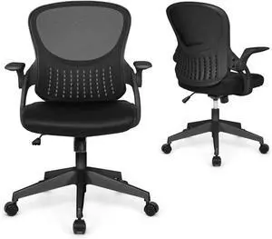 Ergonomic Flip-Up Office Chair, Breathable Mesh Cushion Desk Chair, Lumbar Support Swivel Task Rolling Chair with Wheels, Adjustable Height Home Computer Chair, Class 3 Cylinder, Black Frame Ergonomic Flip-Up Office Chair, Breathable Mesh Cushion Desk Chair, Lumbar Support Swivel Task Rolling Chair with Wheels, Adjustable Height Home Computer Chair, Class 3 Cylinder, Black Frame