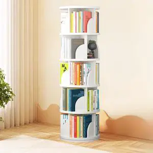 Rotating Bookshelf Tower, Spinning Bookshelf with 360° Rotation, 5 Tier Wooden Rotating Book Shelf for Kids Rooms, Living Room, Office (White, 5 Tier) Rotating Bookshelf Tower, Spinning Bookshelf with 360° Rotation, 5 Tier Wooden Rotating Book Shelf for Kids Rooms, Living Room, Office (White, 5 Tier)