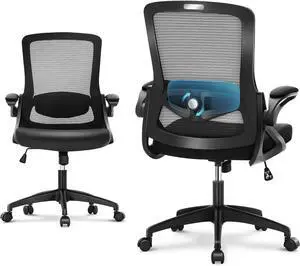 Ergonomic Office Desk Chair, Breathable Mesh Computer Chair with Adjustable Lumbar Support and Flip up Armrests, Comfortable Task/Executive Chair for Home Office Ergonomic Office Desk Chair, Breathable Mesh Computer Chair with Adjustable Lumbar Support and Flip up Armrests, Comfortable Task/Executive Chair for Home Office