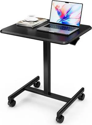 Standing Desk Small Rolling Desk with Lockable Wheels, Mobile Stand Up Desk Adjustable Height 28-43 Inch, Portable Laptop Desk, Small Computer Standing Table Sit Stand Black Standing Desk Small Rolling Desk with Lockable Wheels, Mobile Stand Up Desk Adjustable Height 28-43 Inch, Portable Laptop Desk, Small Computer Standing Table Sit Stand Black
