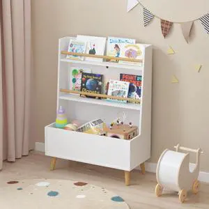 White Bookshelf Storage Organizer Cabinet, Multifunctional 3-4 Tier Book Shelf with Bookcase Display Stand in Living Room Playroom Bedroom (B8-3) White Bookshelf Storage Organizer Cabinet, Multifunctional 3-4 Tier Book Shelf with Bookcase Display Stand in Living Room Playroom Bedroom (B8-3)