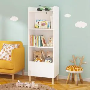 3-5 Tiers Bookcase Bookshelf Storage Cabinet Organizer, White Book Display Nightstand for Bed Room, Playroom, Nursery (5-Tier) 3-5 Tiers Bookcase Bookshelf Storage Cabinet Organizer, White Book Display Nightstand for Bed Room, Playroom, Nursery (5-Tier)