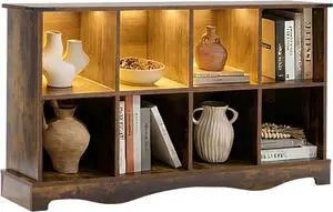 8 Cube Storage Organizer, Wood Cube Bookshelf with LED Lights, Horizontal 11 inch Storage Cubes, Kids Bookshelf, Display Cabinet Cubby Shelf for Living Room Home Office Bedroom, Brown Shelf Organizer 8 Cube Storage Organizer, Wood Cube Bookshelf with LED Lights, Horizontal 11 inch Storage Cubes, Kids Bookshelf, Display Cabinet Cubby Shelf for Living Room Home Office Bedroom, Brown Shelf Organizer