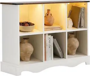 6 Cube Storage Organizer, Wood Cube Bookshelf with LED Lights, Horizontal 11 inch Storage Cubes, Kids Bookshelf, Display Cabinet Cubby Shelf for Living Room Home Office Bedroom, White Shelf Organizer 6 Cube Storage Organizer, Wood Cube Bookshelf with LED Lights, Horizontal 11 inch Storage Cubes, Kids Bookshelf, Display Cabinet Cubby Shelf for Living Room Home Office Bedroom, White Shelf Organizer
