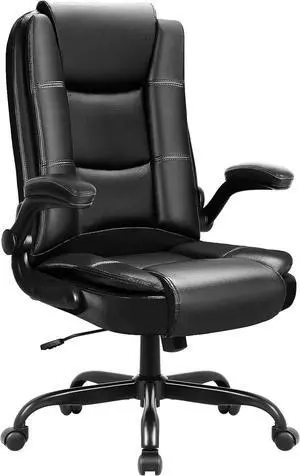 Leather Office Desk Chair,Ergonomic Office Chair with Lumbar Support,Computer Chair,Executive Leather Chair with Padded Flip-up Arm,Adjustable Armrests, Gray,275LBS Leather Office Desk Chair,Ergonomic Office Chair with Lumbar Support,Computer Chair,Executive Leather Chair with Padded Flip-up Arm,Adjustable Armrests, Gray,275LBS
