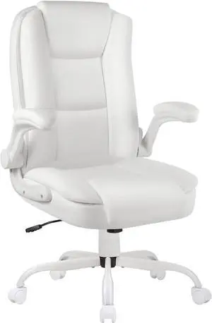 Leather Office Desk Chair,Ergonomic Office Chair with Lumbar Support,Computer Chair,Executive Leather Chair with Padded Flip-up Arm,Adjustable Armrests, Black,275LBS Leather Office Desk Chair,Ergonomic Office Chair with Lumbar Support,Computer Chair,Executive Leather Chair with Padded Flip-up Arm,Adjustable Armrests, Black,275LBS