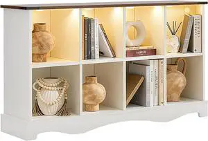 8 Cube Storage Organizer, Wood Cube Bookshelf with LED Lights, Horizontal 11 inch Storage Cubes, Kids Bookshelf, Display Cabinet Cubby Shelf for Living Room Home Office Bedroom, White Shelf Organizer 8 Cube Storage Organizer, Wood Cube Bookshelf with LED Lights, Horizontal 11 inch Storage Cubes, Kids Bookshelf, Display Cabinet Cubby Shelf for Living Room Home Office Bedroom, White Shelf Organizer