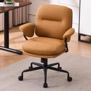 Ergonomic Office Chair with Wheels, Adjustable Height PU Leather Mid Back Desk Chair, Modern Comfort 360 Swivel Computer Chair for Home Office, Meeting Room, Reading, Camel Ergonomic Office Chair with Wheels, Adjustable Height PU Leather Mid Back Desk Chair, Modern Comfort 360 Swivel Computer Chair for Home Office, Meeting Room, Reading, Camel