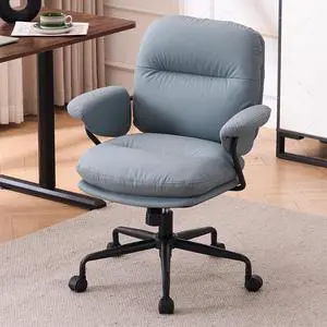 Ergonomic Office Chair with Wheels, Adjustable Height PU Leather Mid Back Desk Chair, Modern Comfort 360 Swivel Computer Chair for Home Office, Meeting Room, Reading, Sage Ergonomic Office Chair with Wheels, Adjustable Height PU Leather Mid Back Desk Chair, Modern Comfort 360 Swivel Computer Chair for Home Office, Meeting Room, Reading, Sage