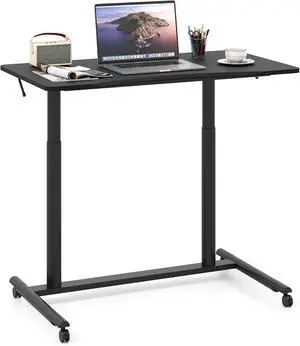 Mobile Standing Desk, Height Adjustable Computer Desk with Wheels & Aluminum Frame, C Shaped Sofa Side Table, Portable Laptop PC Workstation, Compact Rolling Desk for Small Space (Black) Mobile Standing Desk, Height Adjustable Computer Desk with Wheels & Aluminum Frame, C Shaped Sofa Side Table, Portable Laptop PC Workstation, Compact Rolling Desk for Small Space (Black)