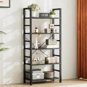 Book Shelf 5 Tier Modern Bookcase Sturdy Metal Storage Organizer Books/CDs/Magazines Industrial Open Display Shelf for Bedroom Home Office Kitchen Living Room Book Shelf 5 Tier Modern Bookcase Sturdy Metal Storage Organizer Books/CDs/Magazines Industrial Open Display Shelf for Bedroom Home Office Kitchen Living Room