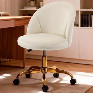 Pink Vanity Desk Chair Comfy with Back and Wheels,Velvet Rolling Office Chair for Vanity Makeup Room,Height Adjustable,360 Swivel (White) Pink Vanity Desk Chair Comfy with Back and Wheels,Velvet Rolling Office Chair for Vanity Makeup Room,Height Adjustable,360 Swivel (White)