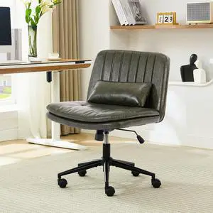 Criss Cross Chair with Wheels, Armless Comfy Thickened Cushion Wide Seat Cross Legged Office Chair with Pillow, Adjustable Swivel Mid Back Computer Task Vanity Home Office Desk Chair (PU, Green) Criss Cross Chair with Wheels, Armless Comfy Thickened Cushion Wide Seat Cross Legged Office Chair with Pillow, Adjustable Swivel Mid Back Computer Task Vanity Home Office Desk Chair (PU, Green)