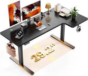 L-Shaped Standing Desk - 55 Inch Adjustable Corner Desk, Electric Sit-Stand Computer Table with Memory Controller for Home Office L-Shaped Standing Desk - 55 Inch Adjustable Corner Desk, Electric Sit-Stand Computer Table with Memory Controller for Home Office