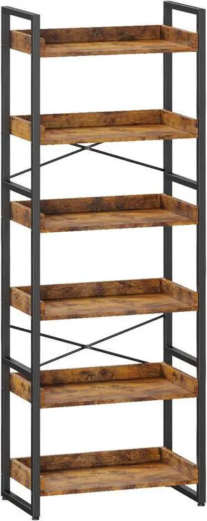 6-Tier Bookshelf, 6 Tier Industrial Bookcase, Standing Bookshelves, Tall Display Rack with Steel Frame for Living Room, Bedroom, 11.8 x 20 x 69 Inches, Rustic Brown 6-Tier Bookshelf, 6 Tier Industrial Bookcase, Standing Bookshelves, Tall Display Rack with Steel Frame for Living Room, Bedroom, 11.8 x 20 x 69 Inches, Rustic Brown