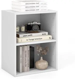 2 Cube Shelf, Wood Cubby Storage Organizer, 2 Shelf Bookcase with Adjustable Shelf, 21" Low Shelves, Small Bookshelf for Small Spaces, Bedroom, Living Room, Back Panels (White) 2 Cube Shelf, Wood Cubby Storage Organizer, 2 Shelf Bookcase with Adjustable Shelf, 21" Low Shelves, Small Bookshelf for Small Spaces, Bedroom, Living Room, Back Panels (White)
