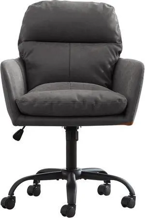 Adjustable Home Office Desk Chair with Comfy Square Mid-Back, Faux Leather 360 Swivel Upholstered Task Armchair with Wheels for Vanity Bedroom/Living Room,Study Gray Adjustable Home Office Desk Chair with Comfy Square Mid-Back, Faux Leather 360 Swivel Upholstered Task Armchair with Wheels for Vanity Bedroom/Living Room,Study Gray
