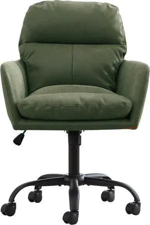 Adjustable Home Office Desk Chair with Comfy Square Mid-Back, Faux Leather 360,Study Green Adjustable Home Office Desk Chair with Comfy Square Mid-Back, Faux Leather 360,Study Green