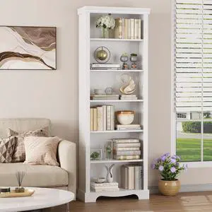 6-Tier Bookshelf, 73 inch Tall Black Bookcase with 2 Adjustable Shelves, Anti-Tipping Bookshelf, Wide Book Shelf for Study Room, Living Room, Home Office, Bedroom (White) 6-Tier Bookshelf, 73 inch Tall Black Bookcase with 2 Adjustable Shelves, Anti-Tipping Bookshelf, Wide Book Shelf for Study Room, Living Room, Home Office, Bedroom (White)