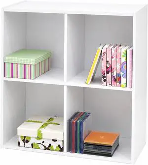 White Wood 4 Cube Organizer Storage Bookcase White Wood 4 Cube Organizer Storage Bookcase