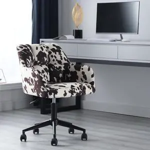 Cow Print Chair Modern Velvet Office Desk Chair with Armrest, Height Adjustable Wide Seat Computer Task Chair for Home Office, Mid Back Accent Chair, Cow Cow Print Chair Modern Velvet Office Desk Chair with Armrest, Height Adjustable Wide Seat Computer Task Chair for Home Office, Mid Back Accent Chair, Cow