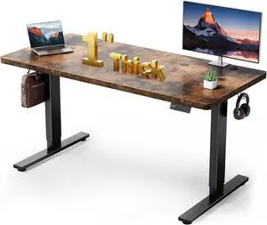 Electric Standing Desk Adjustable - 60x28 Inch Sit Stand Desk with 1 Inch Thick Tabletop, Double Beam Frame, 3 Memory Height Adjustment, Cable Management for Home Office Electric Standing Desk Adjustable - 60x28 Inch Sit Stand Desk with 1 Inch Thick Tabletop, Double Beam Frame, 3 Memory Height Adjustment, Cable Management for Home Office