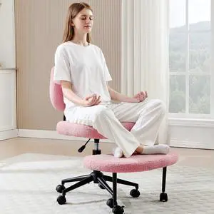 Criss Cross Chair Armless Office Chair for Cross Legged Sitting, 300lb Heavy Duty Ergonomic Desk Chair for ADHD, Adjustable Meditation Yoga Kneeling Chair with Brake Wheels for Home Office (Pink) Criss Cross Chair Armless Office Chair for Cross Legged Sitting, 300lb Heavy Duty Ergonomic Desk Chair for ADHD, Adjustable Meditation Yoga Kneeling Chair with Brake Wheels for Home Office (Pink)