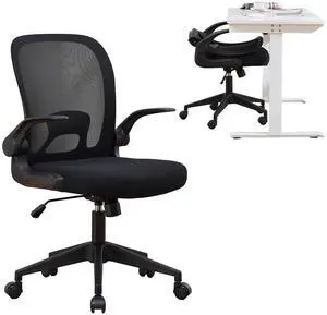 Foldable Office Chair for Small Spaces | Home Office Folding Desk Chairs with Wheels and Flip Up Arms | Ergonomic Mesh Computer Chair for Adults & Kids Black Foldable Office Chair for Small Spaces | Home Office Folding Desk Chairs with Wheels and Flip Up Arms | Ergonomic Mesh Computer Chair for Adults & Kids Black