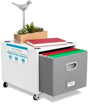 Rolling File Cabinet Decorative Storage Shelf w/Removable Bins, Handles, and Wheels Organize Files, Books, Toys, Under Desk Office Solution, Modern Design - 1 Lateral Drawer, White Rolling File Cabinet Decorative Storage Shelf w/Removable Bins, Handles, and Wheels Organize Files, Books, Toys, Under Desk Office Solution, Modern Design - 1 Lateral Drawer, White