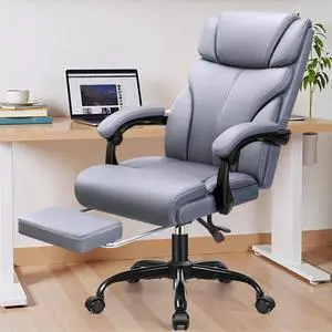 Big and Tall Office Chair with Foot Rest, 400lbs Ergonomic Reclining High Back Executive Leather Chair, Lumbar Support Swivel Computer Desk Chairs for Heavy People Home Office Gaming(Gray) Big and Tall Office Chair with Foot Rest, 400lbs Ergonomic Reclining High Back Executive Leather Chair, Lumbar Support Swivel Computer Desk Chairs for Heavy People Home Office Gaming(Gray)
