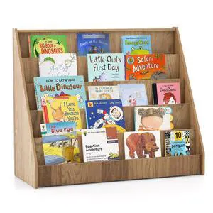 Kids Bookshelf, 5-Tier Wooden Toddler Bookcase, Children Book Rack & Magazine Display Shelf, Toy Storage Organizer, Book Shelf for Kids Rooms, Playroom, Nursery, Classroom (Natural) Kids Bookshelf, 5-Tier Wooden Toddler Bookcase, Children Book Rack & Magazine Display Shelf, Toy Storage Organizer, Book Shelf for Kids Rooms, Playroom, Nursery, Classroom (Natural)