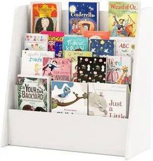 Kids Bookshelf, 4-Tier Wooden Toddler Bookcase, Children Book Rack & Magazine Display Shelf, Toy Storage Organizer, Book Shelf for Kids Rooms, Playroom, Nursery, Classroom (White) Kids Bookshelf, 4-Tier Wooden Toddler Bookcase, Children Book Rack & Magazine Display Shelf, Toy Storage Organizer, Book Shelf for Kids Rooms, Playroom, Nursery, Classroom (White)